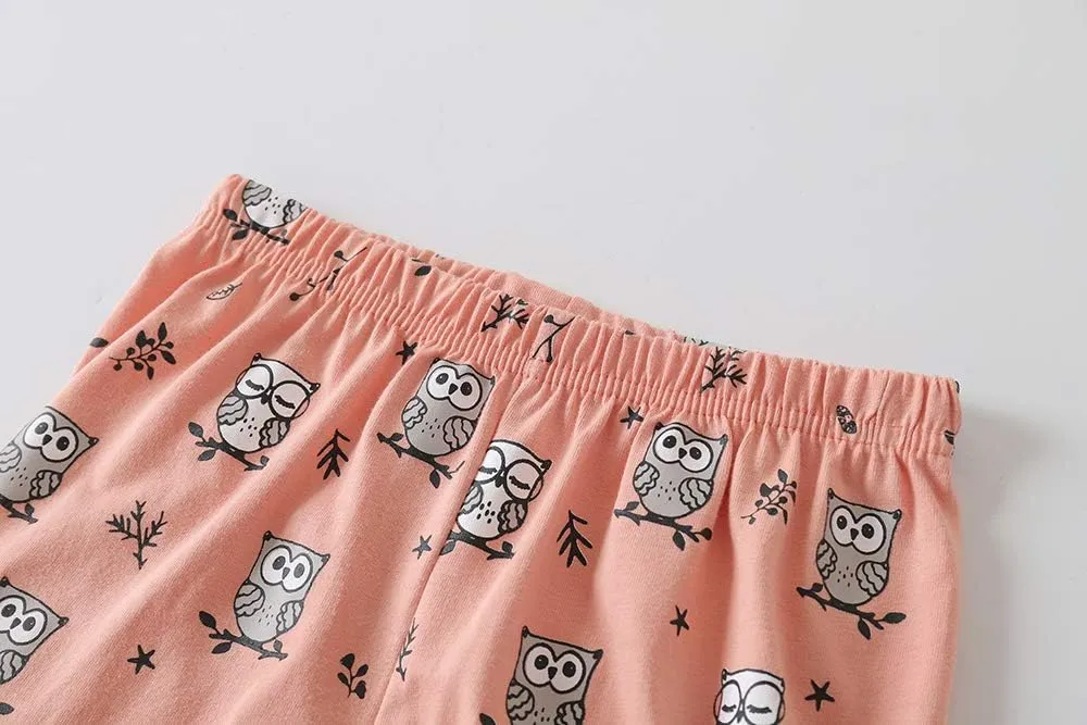 MyFav Big Girls Summer Pajama Set Heart Shape Printed Cute Sleepwear Shorts