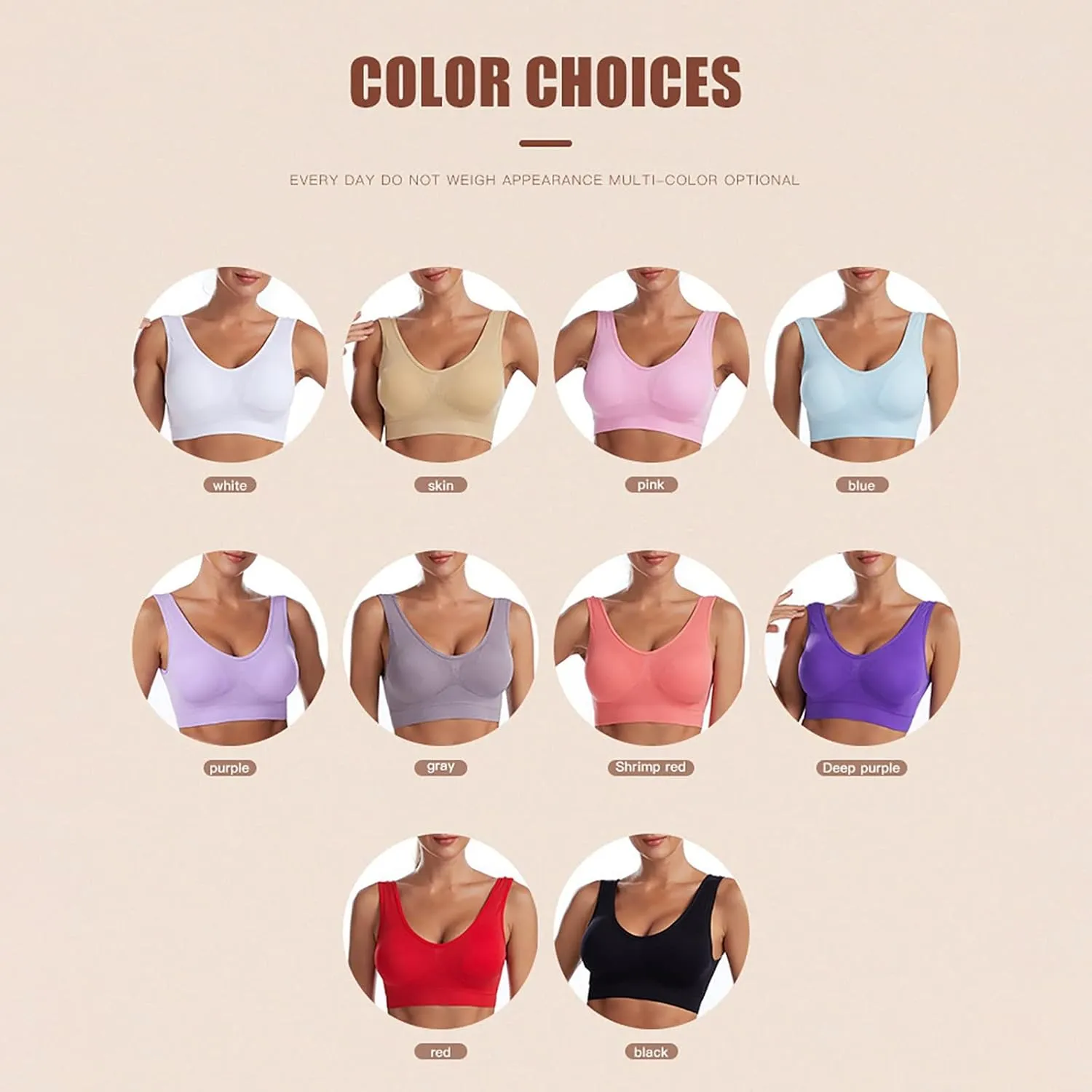Plunge Unlined Seamless Bra Yoga Bra -Binding Underwear Everyday Basic Sleeping Bras Sport Bras for Women Lounge
