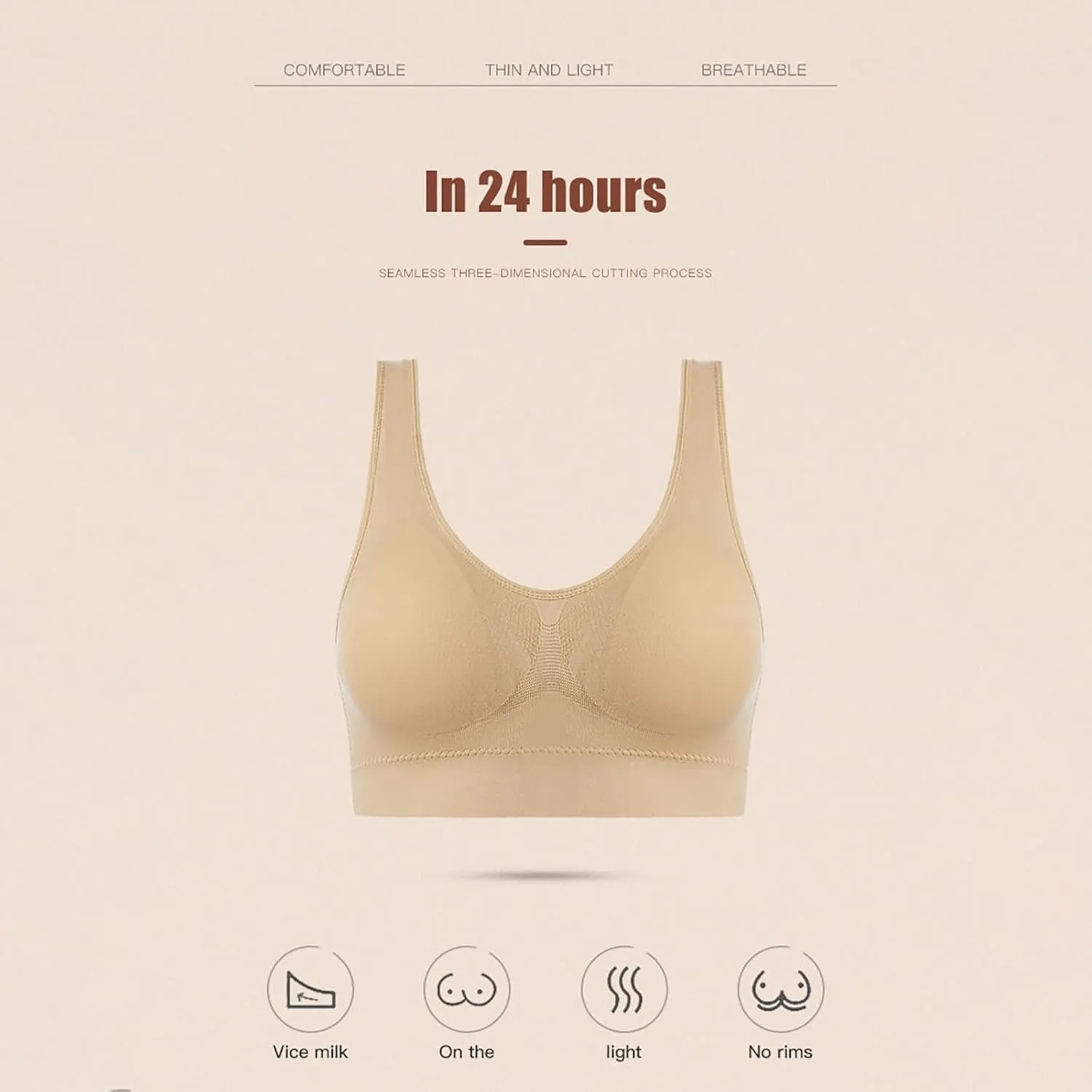 Plunge Unlined Seamless Bra Yoga Bra -Binding Underwear Everyday Basic Sleeping Bras Sport Bras for Women Lounge