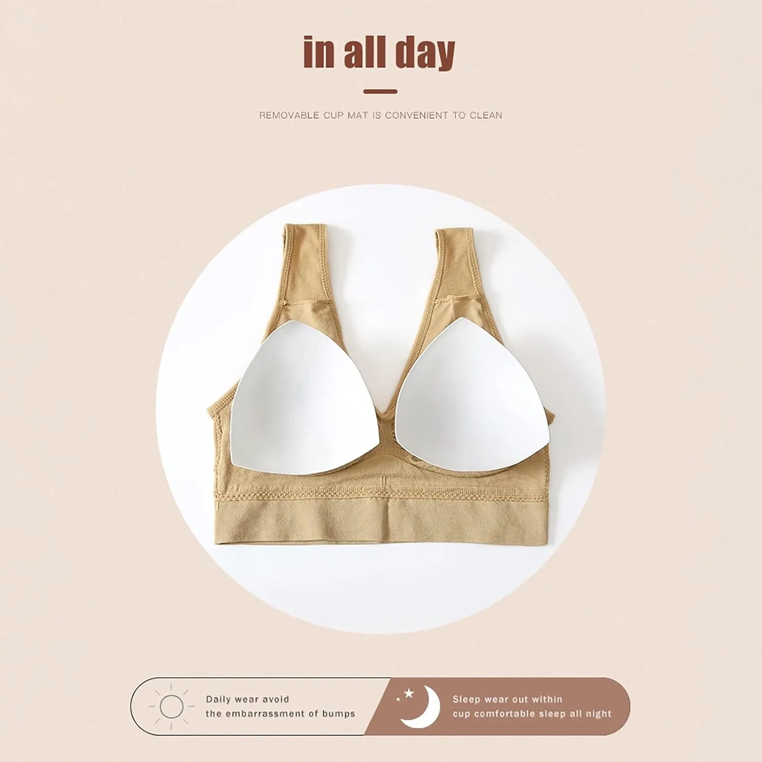 Plunge Unlined Seamless Bra Yoga Bra -Binding Underwear Everyday Basic Sleeping Bras Sport Bras for Women Lounge