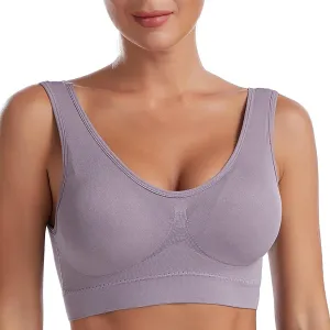 Plunge Unlined Seamless Bra Yoga Bra -Binding Underwear Everyday Basic Sleeping Bras Sport Bras for Women Lounge