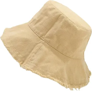Quanhaigou Frayed Unisex Sun Hats, Fashion Beach Bucket Hat for Men Women,Summer Outdoor Boy's Girls Boonie Cap