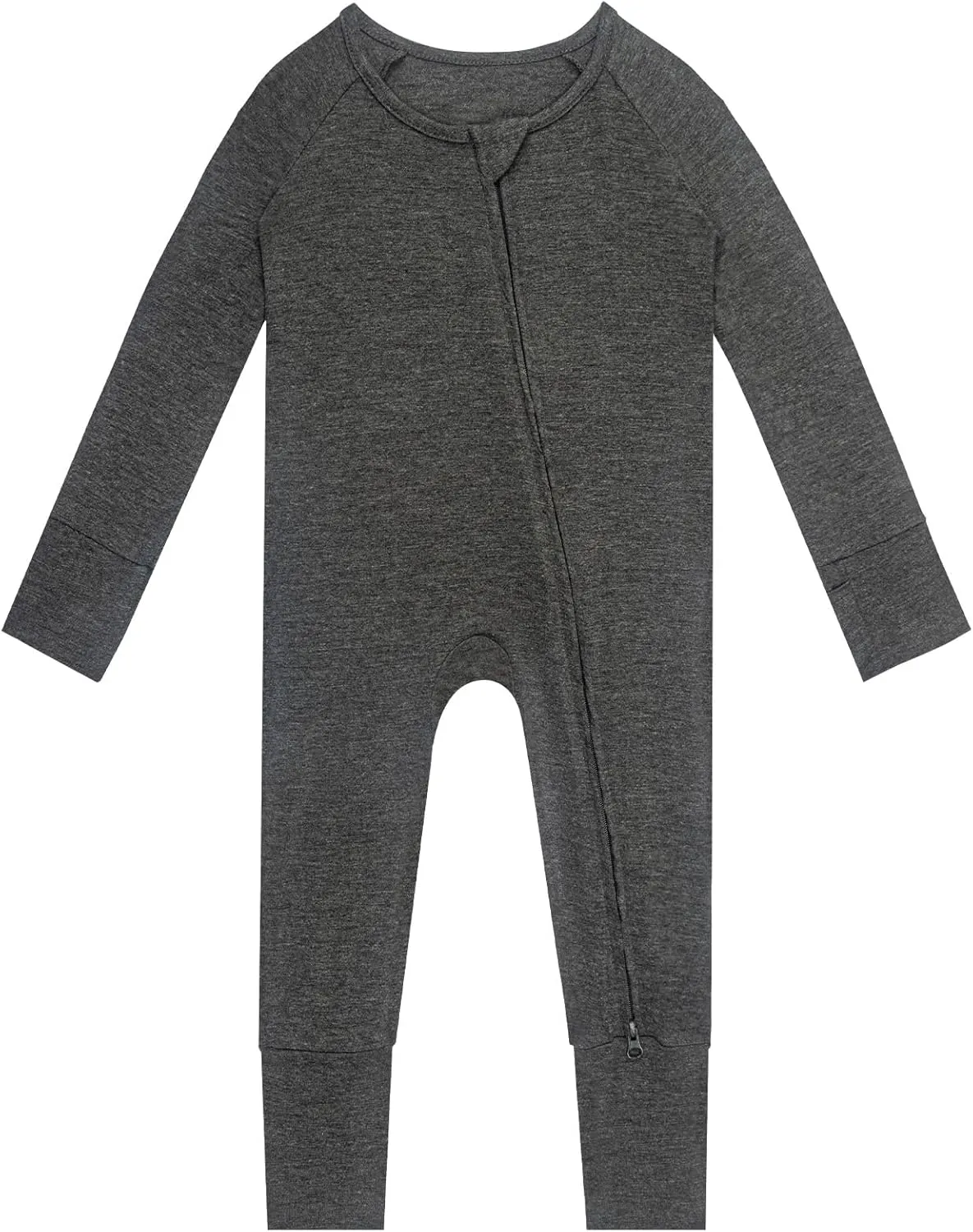 Rayon of Bamboo Baby Rompers Long Sleeve Two Way Zipper Pajamas With Footed Or Footless And Mitten Cuffs Convertible.