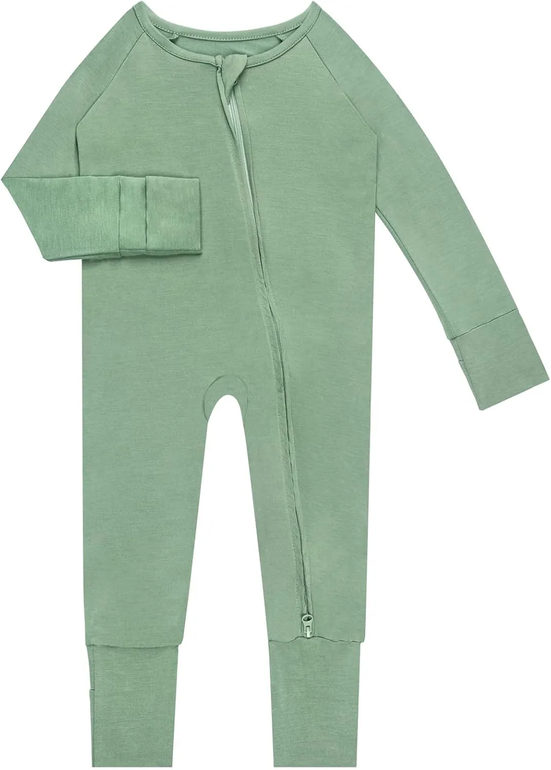 Rayon of Bamboo Baby Rompers Long Sleeve Two Way Zipper Pajamas With Footed Or Footless And Mitten Cuffs Convertible.
