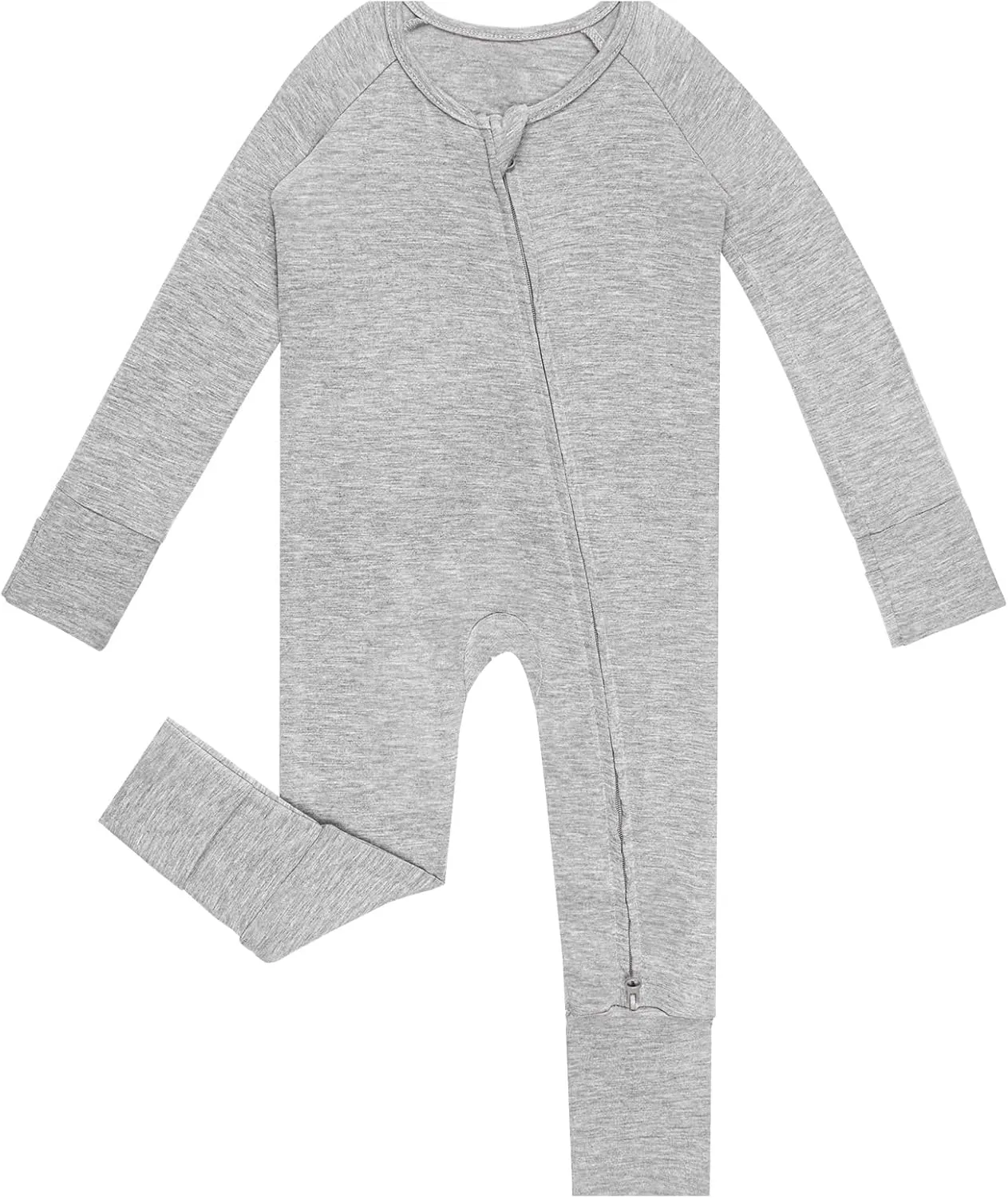 Rayon of Bamboo Baby Rompers Long Sleeve Two Way Zipper Pajamas With Footed Or Footless And Mitten Cuffs Convertible.