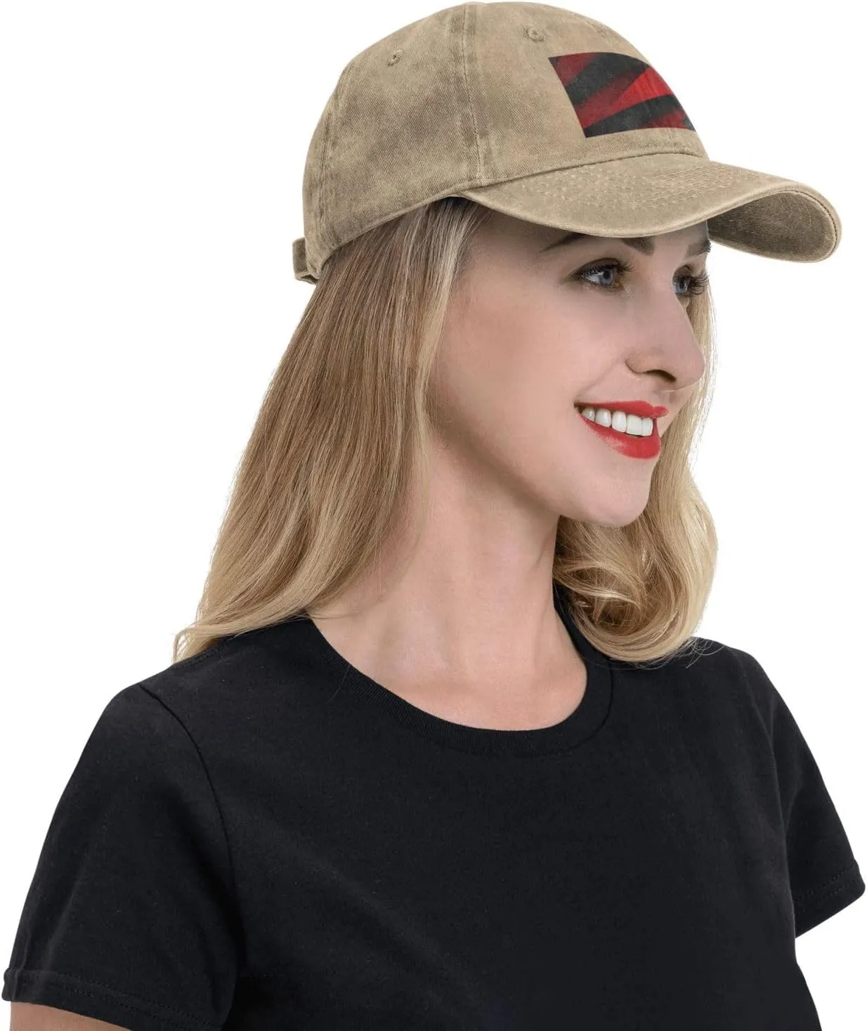 Red Black Unisex Baseball Cap Breathable Cotton Trucker Hat Classic Denim Dad Hat Summer Sun Hat