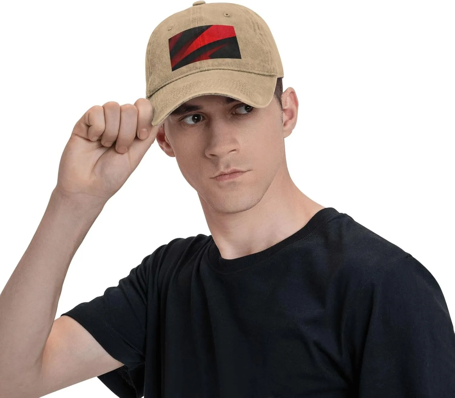 Red Black Unisex Baseball Cap Breathable Cotton Trucker Hat Classic Denim Dad Hat Summer Sun Hat
