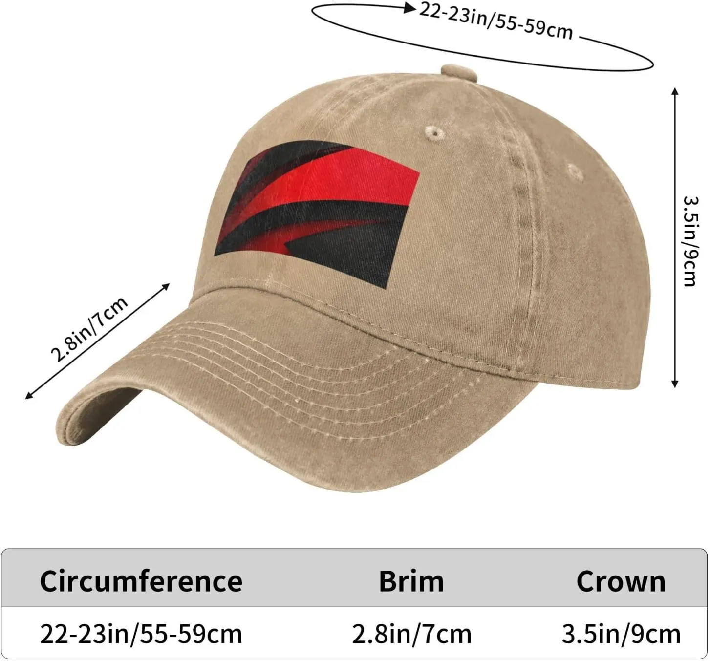 Red Black Unisex Baseball Cap Breathable Cotton Trucker Hat Classic Denim Dad Hat Summer Sun Hat