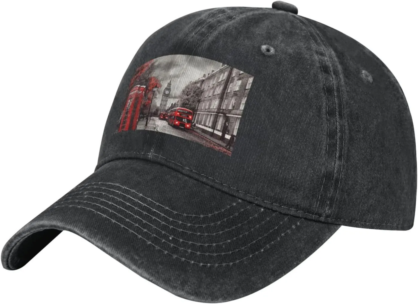 Red London Street Unisex Baseball Cap Breathable Cotton Trucker Hat Classic Denim Dad Hat Summer Sun Hat
