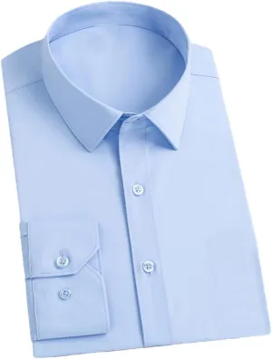 REHJJDFD Men's Dress Shirts Men Slim Fit Long Sleeve Shirt Men Formal Business Wedding Chemise
