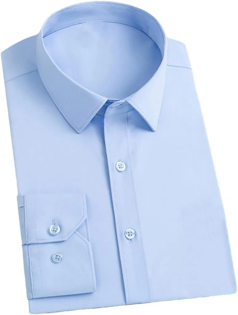 REHJJDFD Men's Dress Shirts Men Slim Fit Long Sleeve Shirt Men Formal Business Wedding Chemise