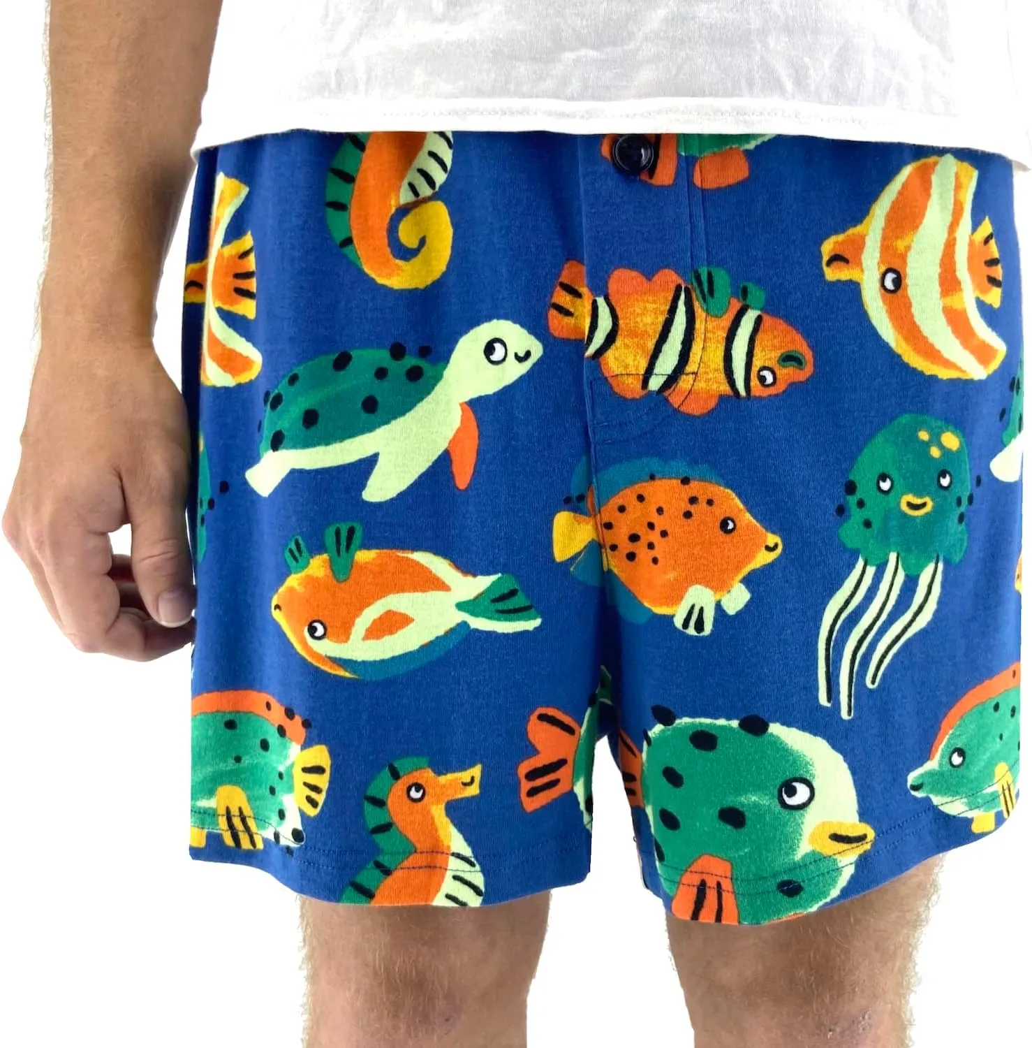 ROCK ATOLL Men's Comfy Loose Relaxed Soft Cotton Knit Unusual Novelty Print PJ Lounge Shorts