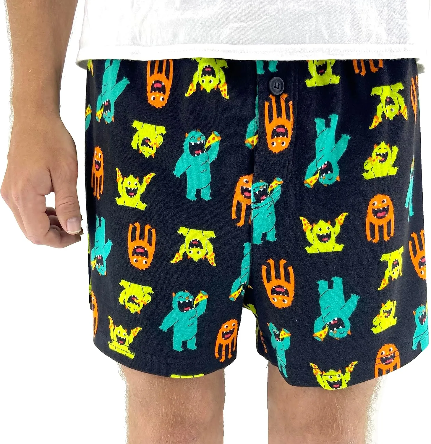 ROCK ATOLL Men's Soft Stretchy Relaxed Fit Patterned Cotton Jersey Knit Sleep Pajama Shorts