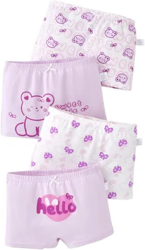Ruby&Tang Little Girls Cotton panties Toddler Panty Underwear kids Boyshort briefs 2-4years (4-pack)