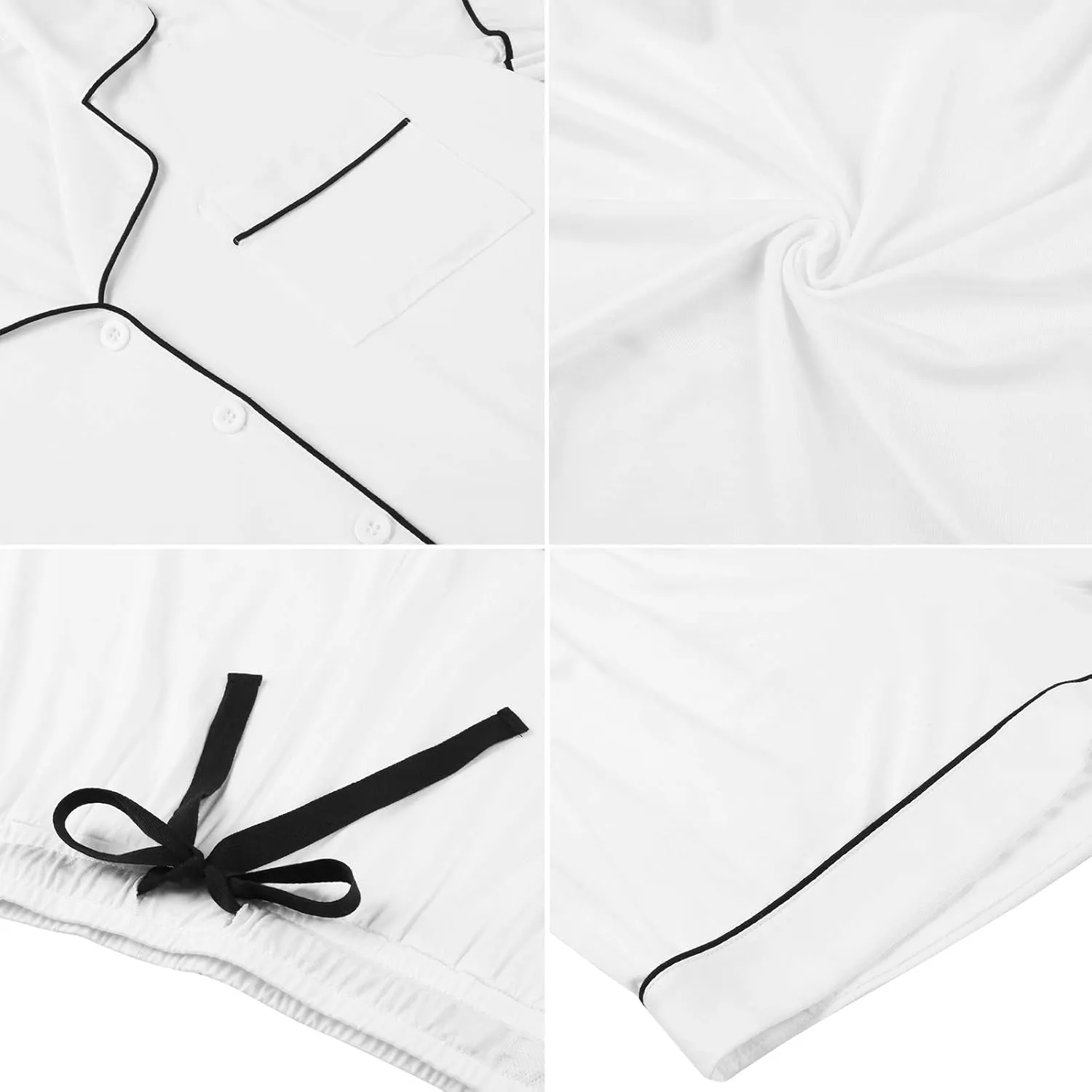 Samring Womens Pajamas Set Short Sleeve Sleepwear Button Down Nightwear Shorts Soft Pj Sets S-XXL