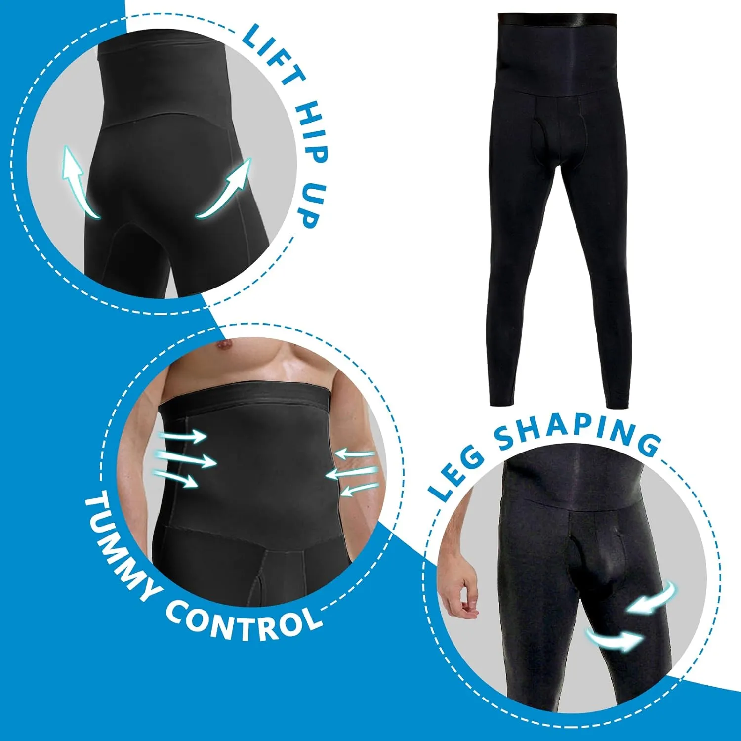 Sauna Short Pants for Men Sweat Sauna Suit Compression Leggings Tummy Control Shapewear High Waisted