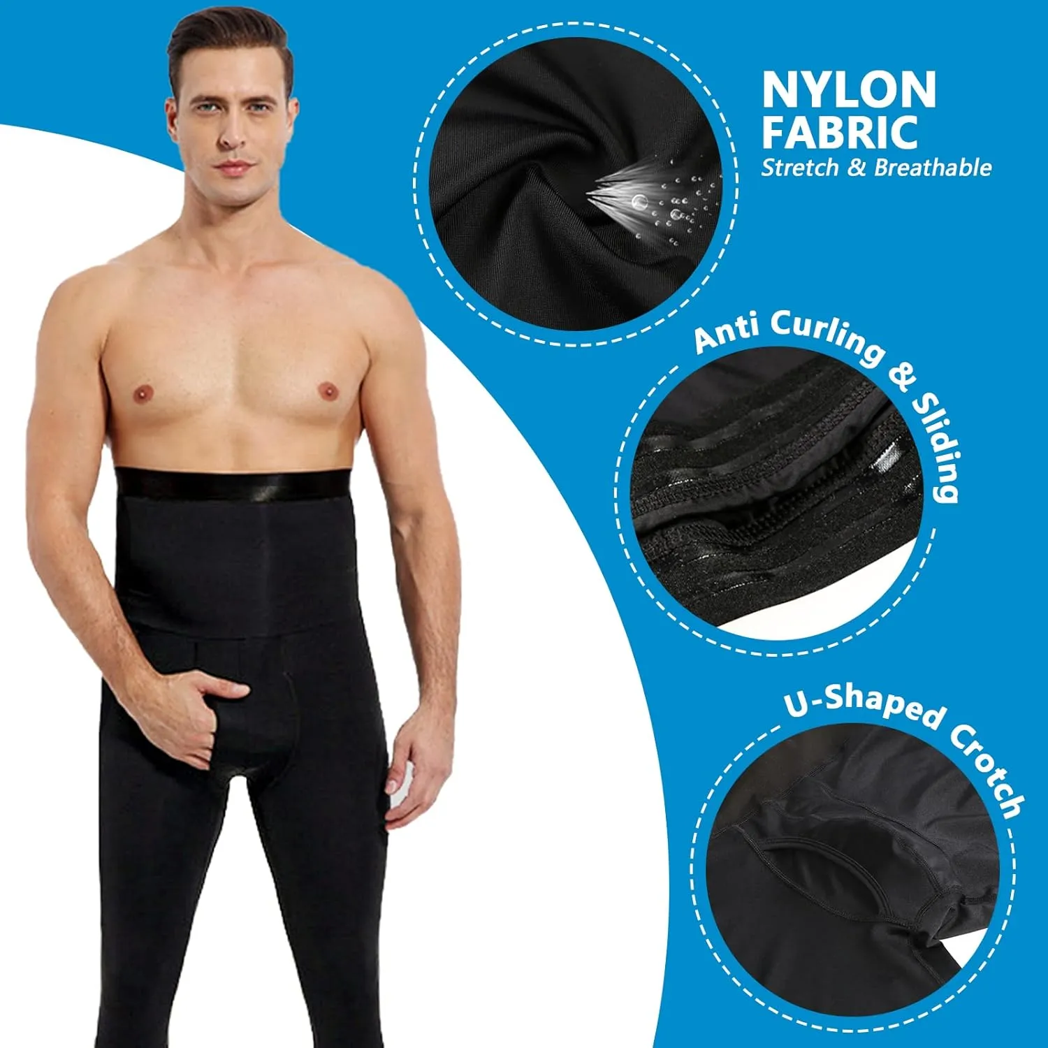 Sauna Short Pants for Men Sweat Sauna Suit Compression Leggings Tummy Control Shapewear High Waisted