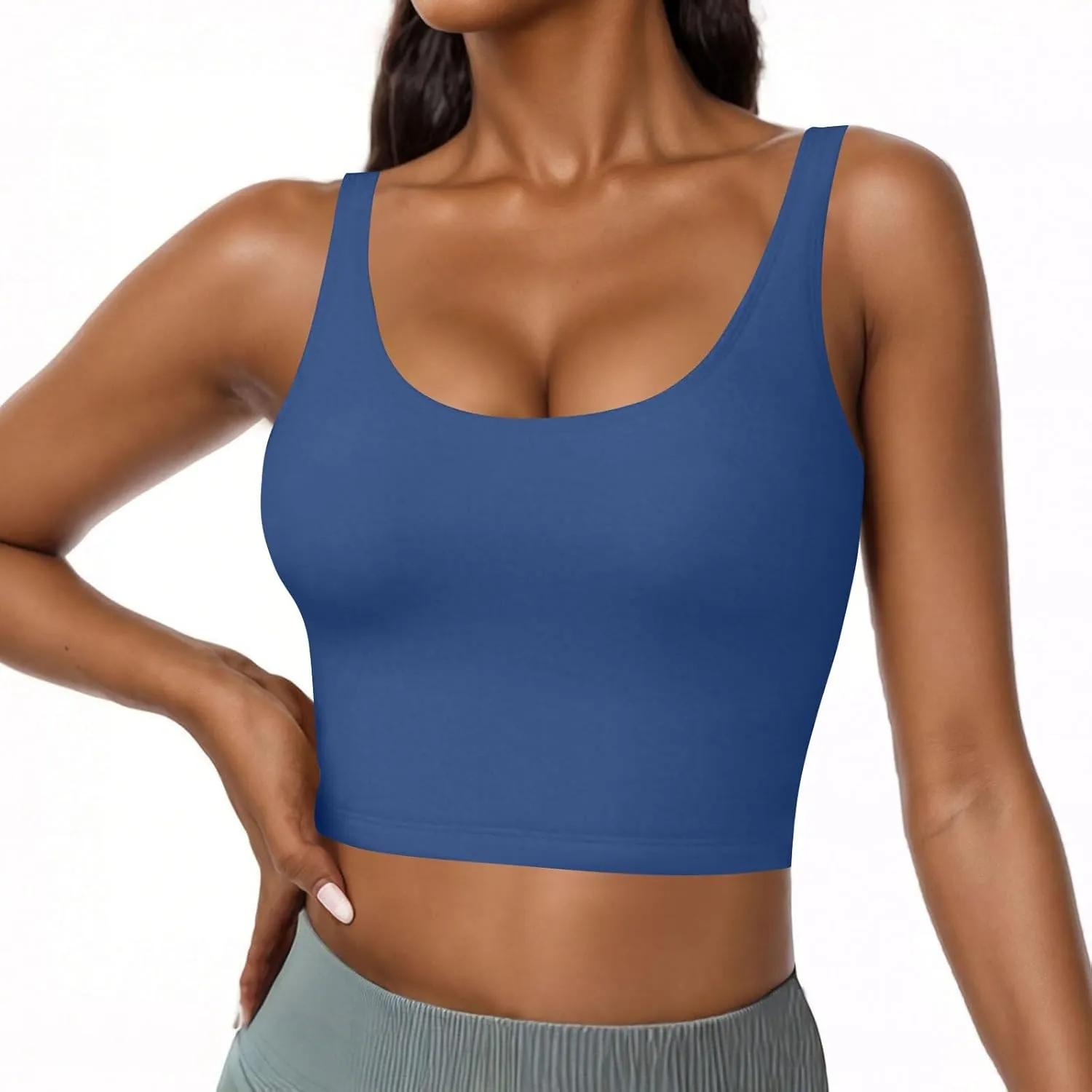 Seamless Workout Tank Tops for Women Summer Racerback Sleeveless Tops with Built-in Bra U-Back Athletic Gym Yoga Shirt