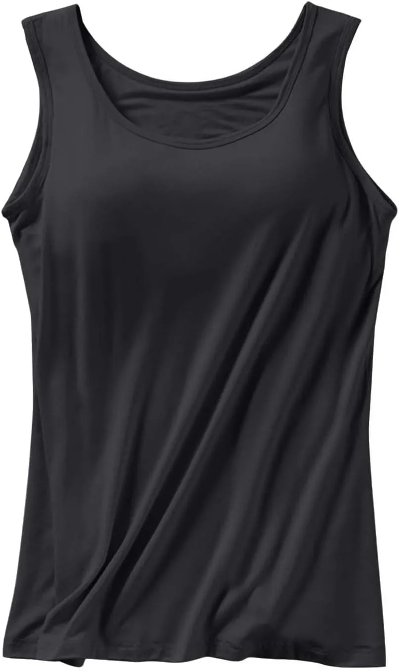 Shelf Bra Tank Tops for Women Wide Strap Workout Lingerie Camisoles Slim Fit Basic Athletic Sports Bras