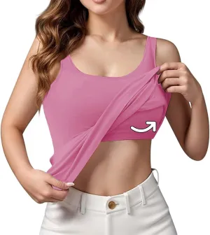 Shelf Bra Tank Tops for Women Wide Strap Workout Lingerie Camisoles Slim Fit Basic Athletic Sports Bras