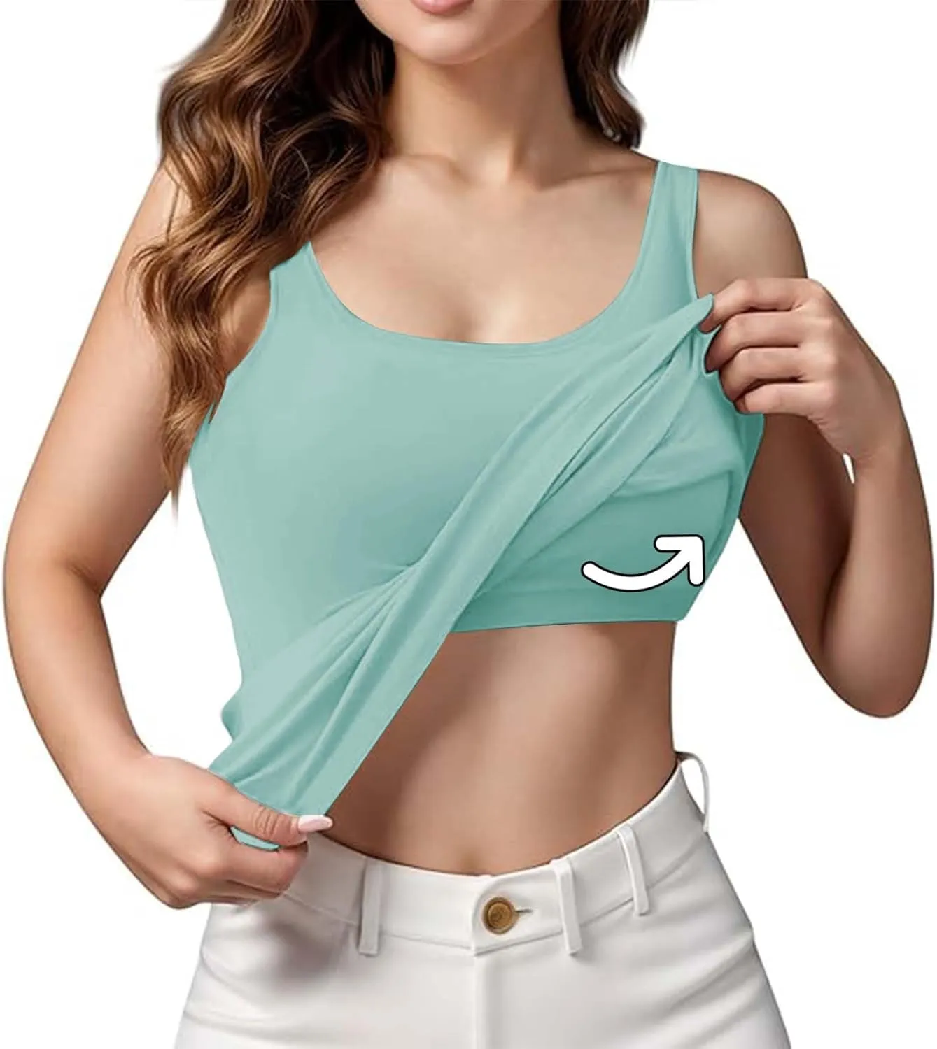 Shelf Bra Tank Tops for Women Wide Strap Workout Lingerie Camisoles Slim Fit Basic Athletic Sports Bras