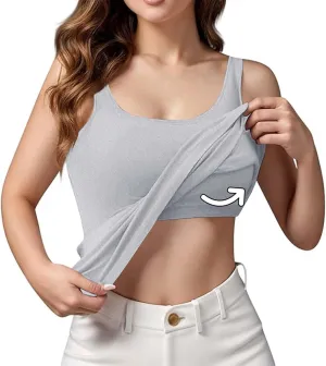 Shelf Bra Tank Tops for Women Wide Strap Workout Lingerie Camisoles Slim Fit Basic Athletic Sports Bras