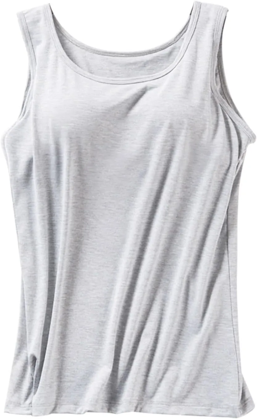 Shelf Bra Tank Tops for Women Wide Strap Workout Lingerie Camisoles Slim Fit Basic Athletic Sports Bras