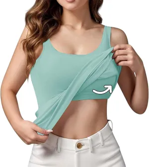 Shelf Bra Tank Tops for Women Wide Strap Workout Lingerie Camisoles Slim Fit Basic Athletic Sports Bras