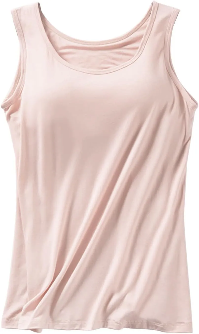 Shelf Bra Tank Tops for Women Wide Strap Workout Lingerie Camisoles Slim Fit Basic Athletic Sports Bras
