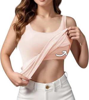 Shelf Bra Tank Tops for Women Wide Strap Workout Lingerie Camisoles Slim Fit Basic Athletic Sports Bras