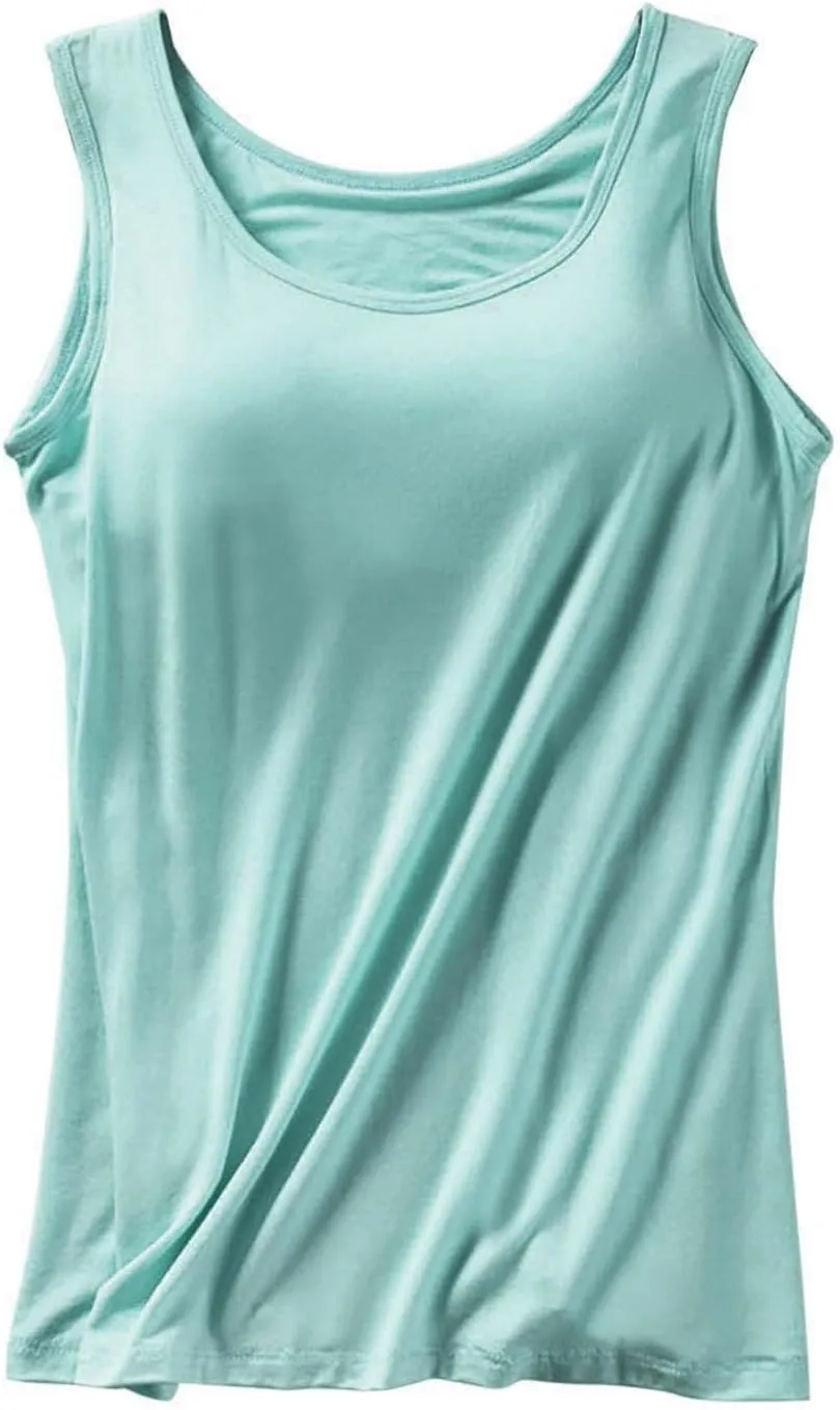 Shelf Bra Tank Tops for Women Wide Strap Workout Lingerie Camisoles Slim Fit Basic Athletic Sports Bras