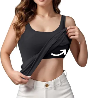 Shelf Bra Tank Tops for Women Wide Strap Workout Lingerie Camisoles Slim Fit Basic Athletic Sports Bras