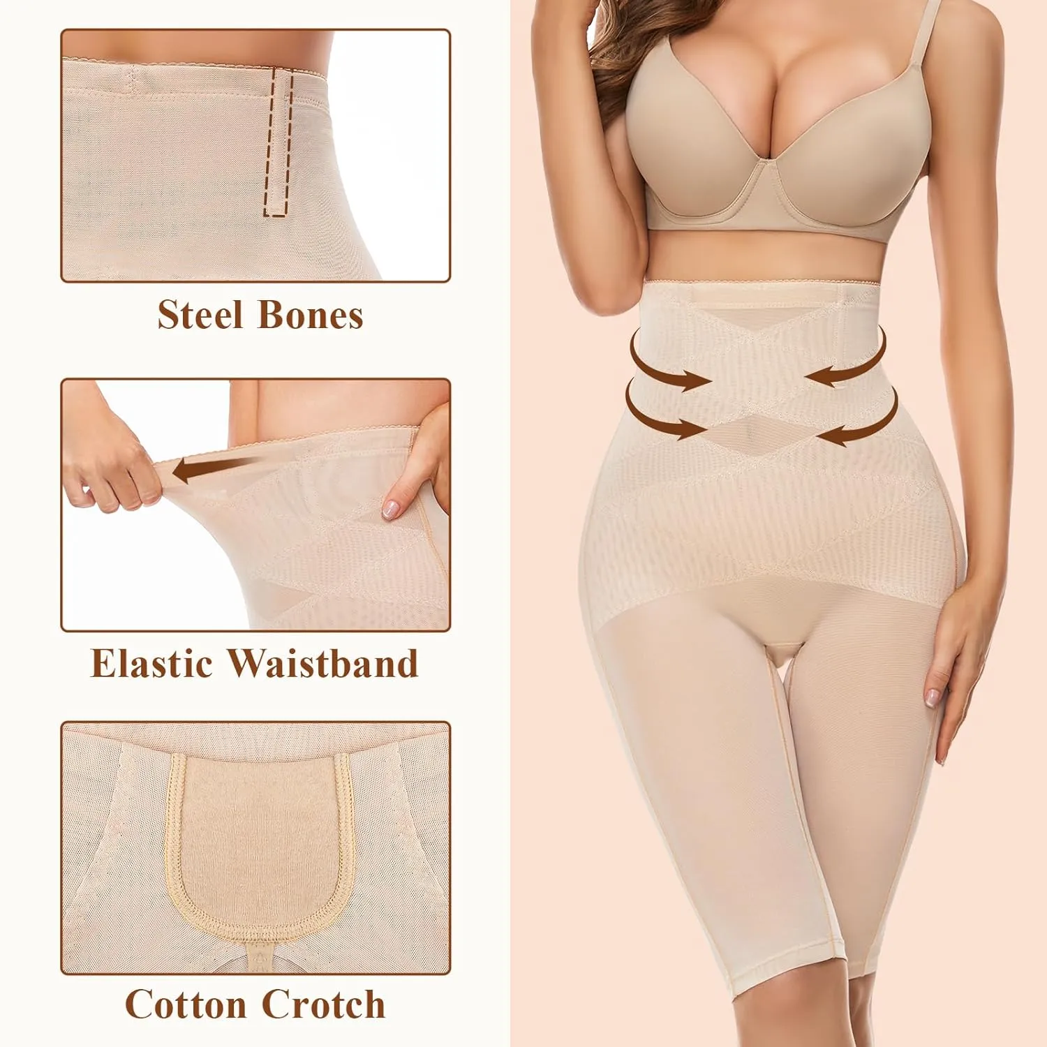 SIMIYA Shapewear Tummy Control Body Shaper for Women Compression Waist Trainer Girdle Thigh Slimmer Butt Lifting Shapewear