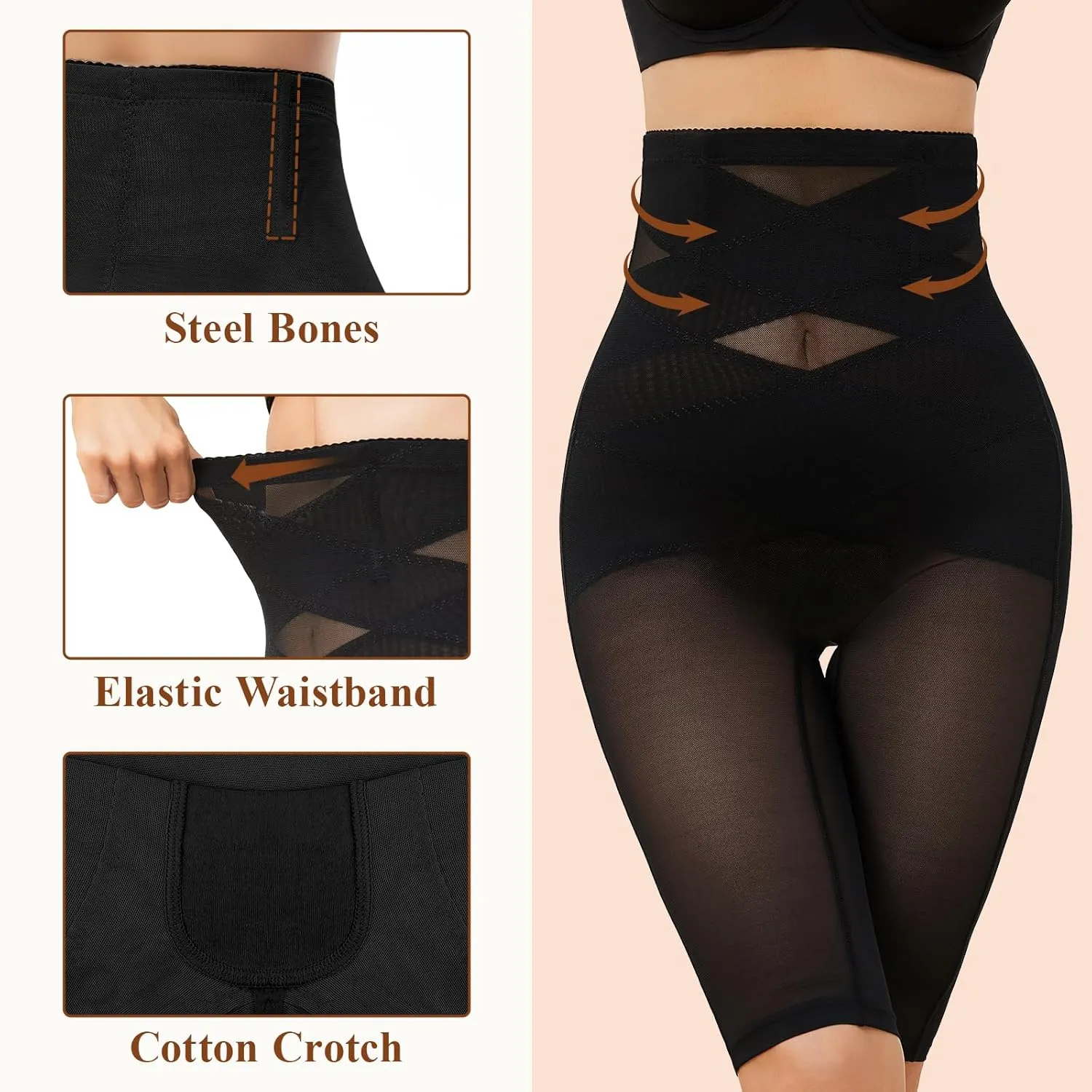 SIMIYA Shapewear Tummy Control Body Shaper for Women Compression Waist Trainer Girdle Thigh Slimmer Butt Lifting Shapewear