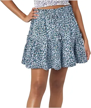 Skirts for Women Drawstring Elastic Waist Ruffle Skirt Tie Front Boho Floral Print Layered Flowy Mini Short Skirt