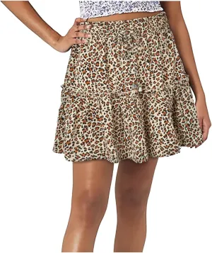 Skirts for Women Drawstring Elastic Waist Ruffle Skirt Tie Front Boho Floral Print Layered Flowy Mini Short Skirt