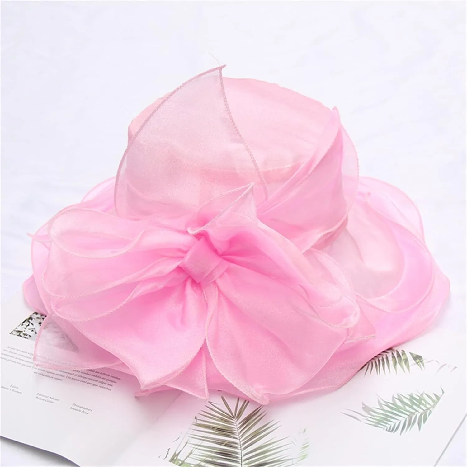 Spring Summer Mesh Sunshade Hat Flower Temperament Wedding Dress Hat Sun Dome Large Brim Hat Fashion Travel Hat