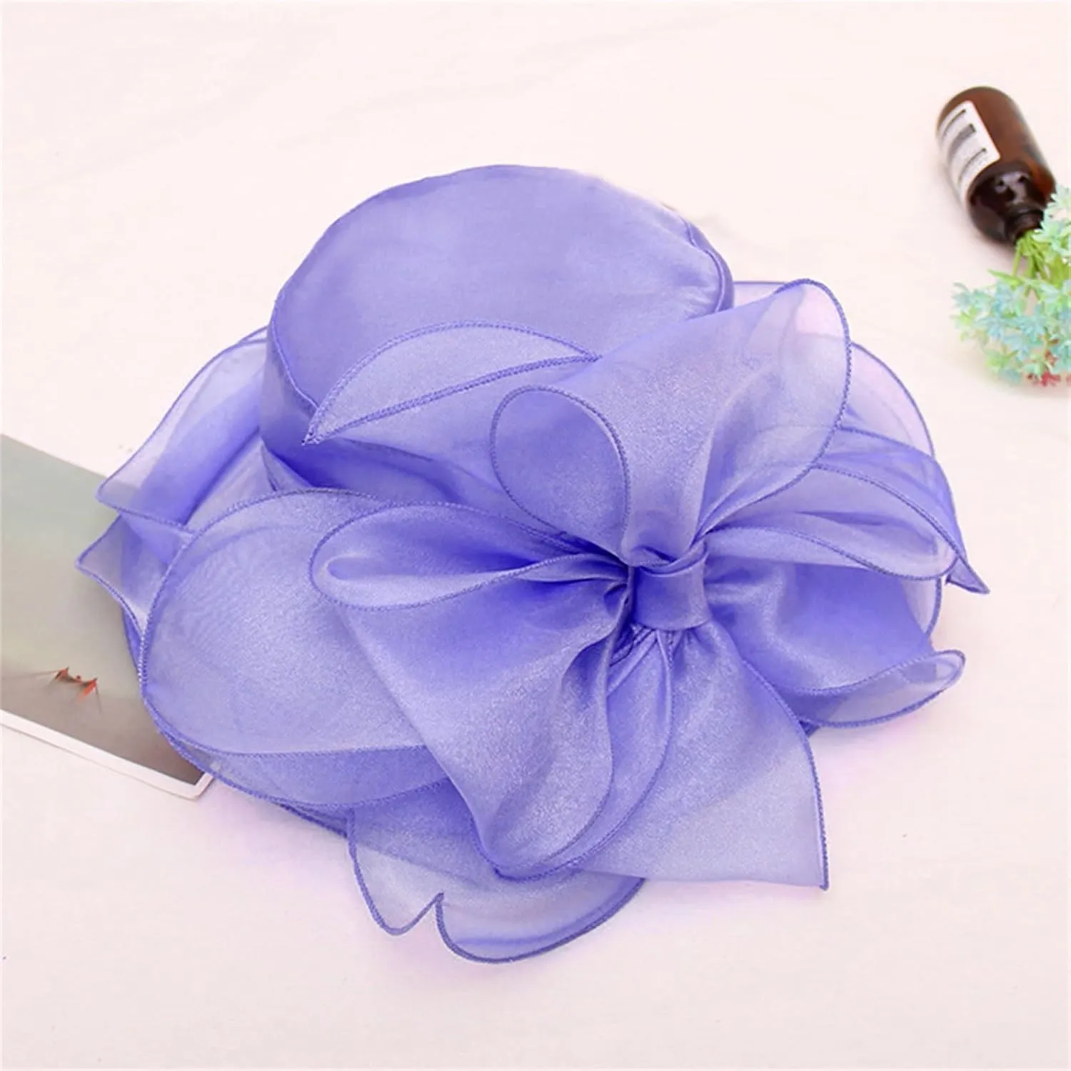 Spring Summer Mesh Sunshade Hat Flower Temperament Wedding Dress Hat Sun Dome Large Brim Hat Fashion Travel Hat