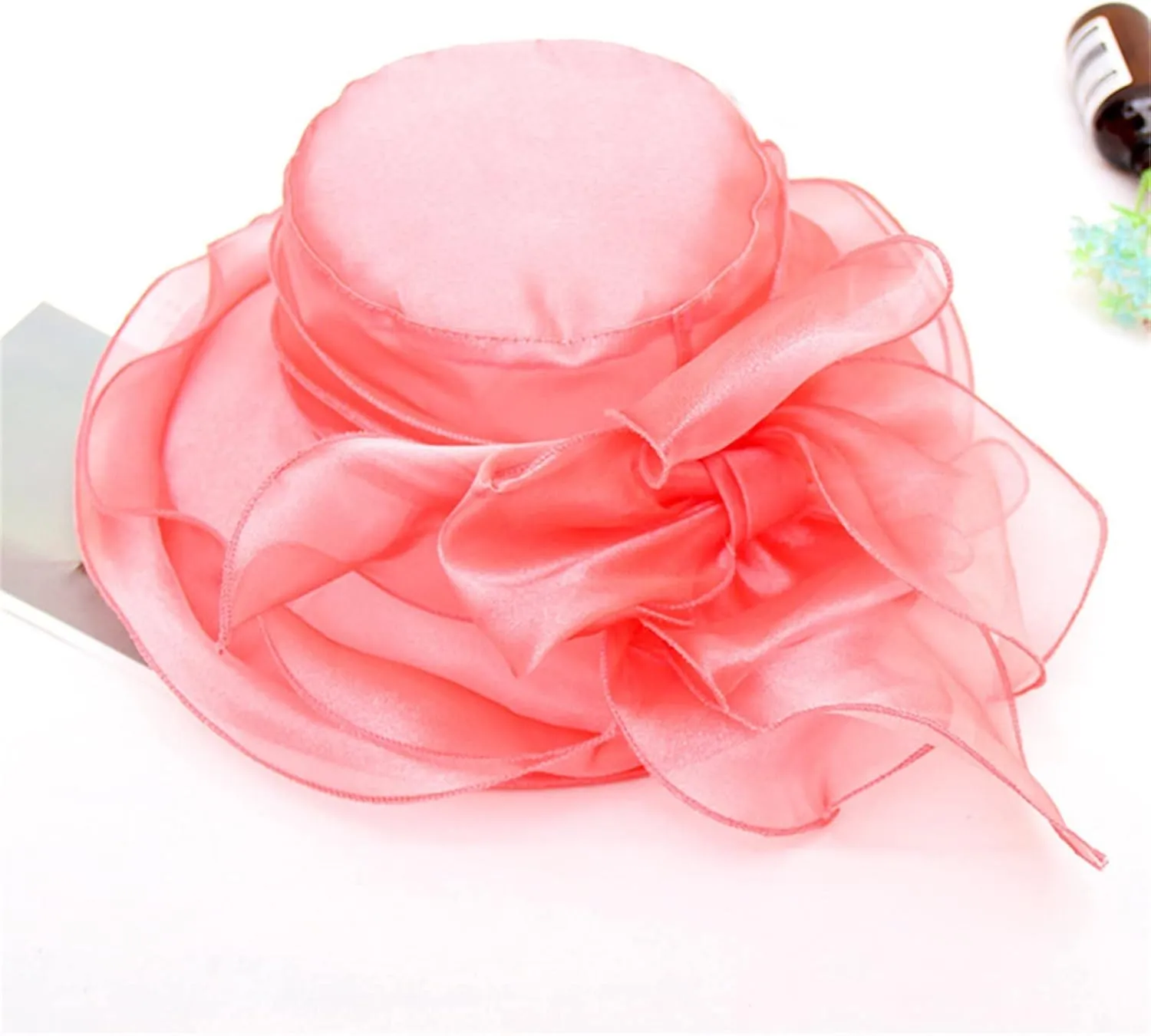 Spring Summer Mesh Sunshade Hat Flower Temperament Wedding Dress Hat Sun Dome Large Brim Hat Fashion Travel Hat