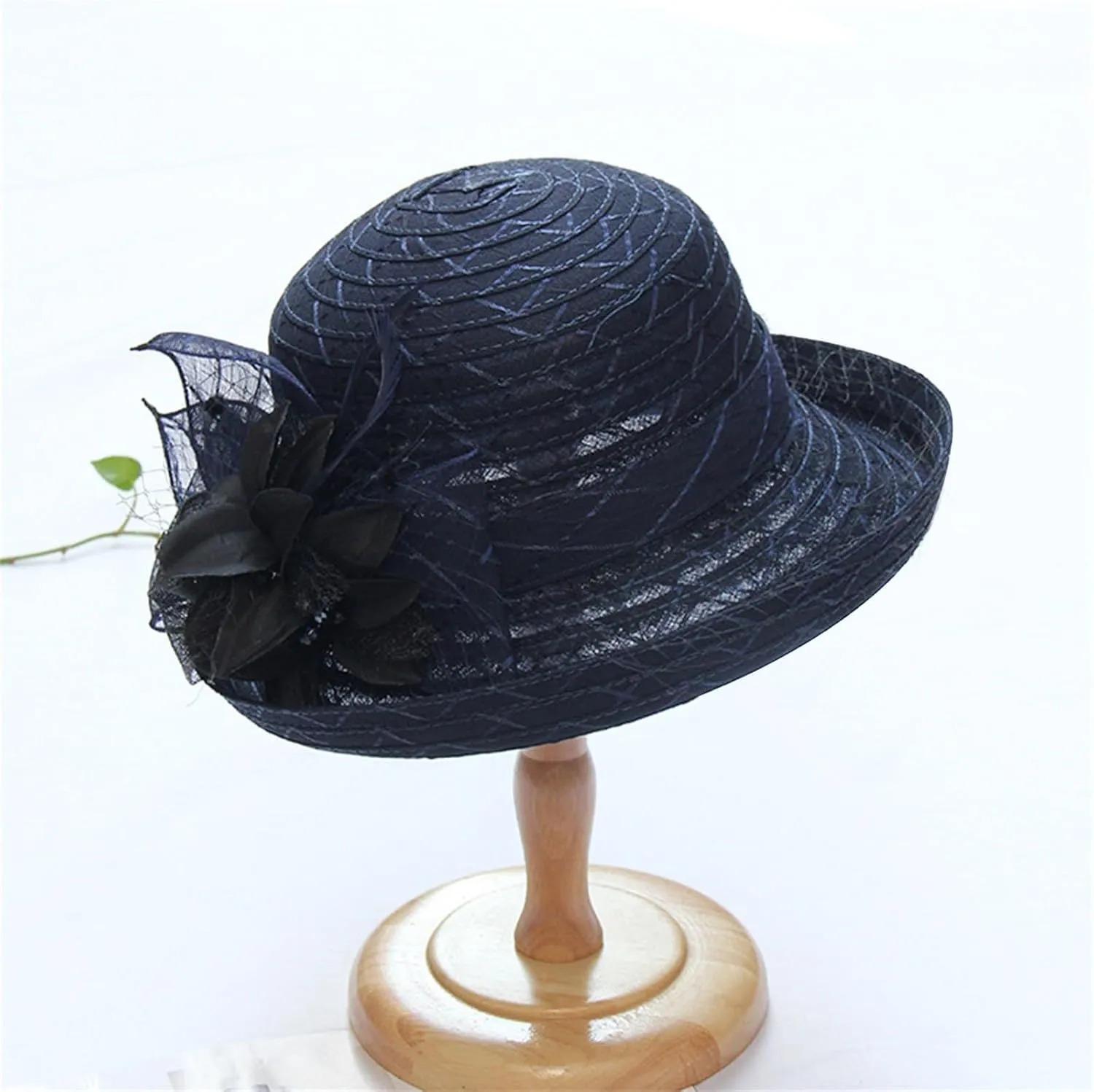 Spring Summer Mesh Sunshade Hat Flower Temperament Wedding Dress Hat Sun Dome Large Brim Hat Women Beach Hats