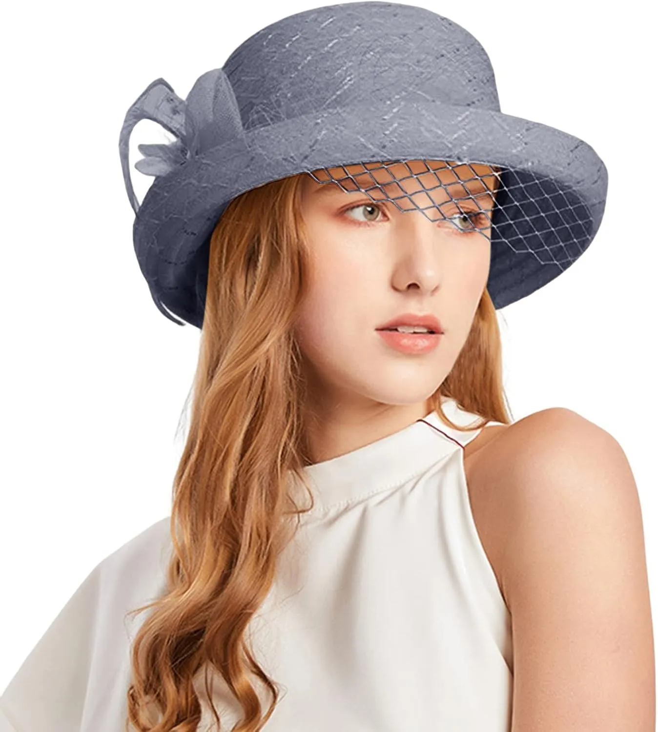 Spring Summer Mesh Sunshade Hat Flower Temperament Wedding Dress Hat Sun Dome Large Brim Hat Women Beach Hats