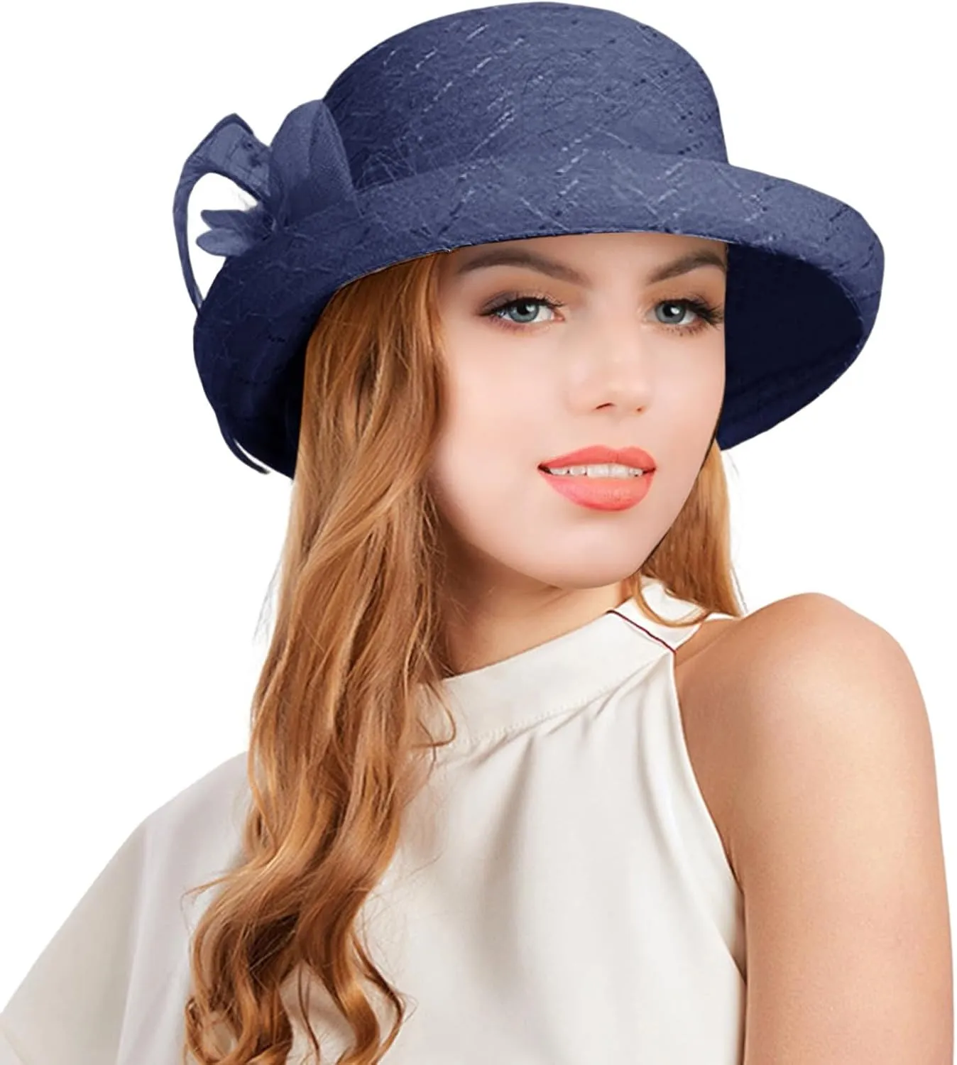 Spring Summer Mesh Sunshade Hat Flower Temperament Wedding Dress Hat Sun Dome Large Brim Hat Women Beach Hats