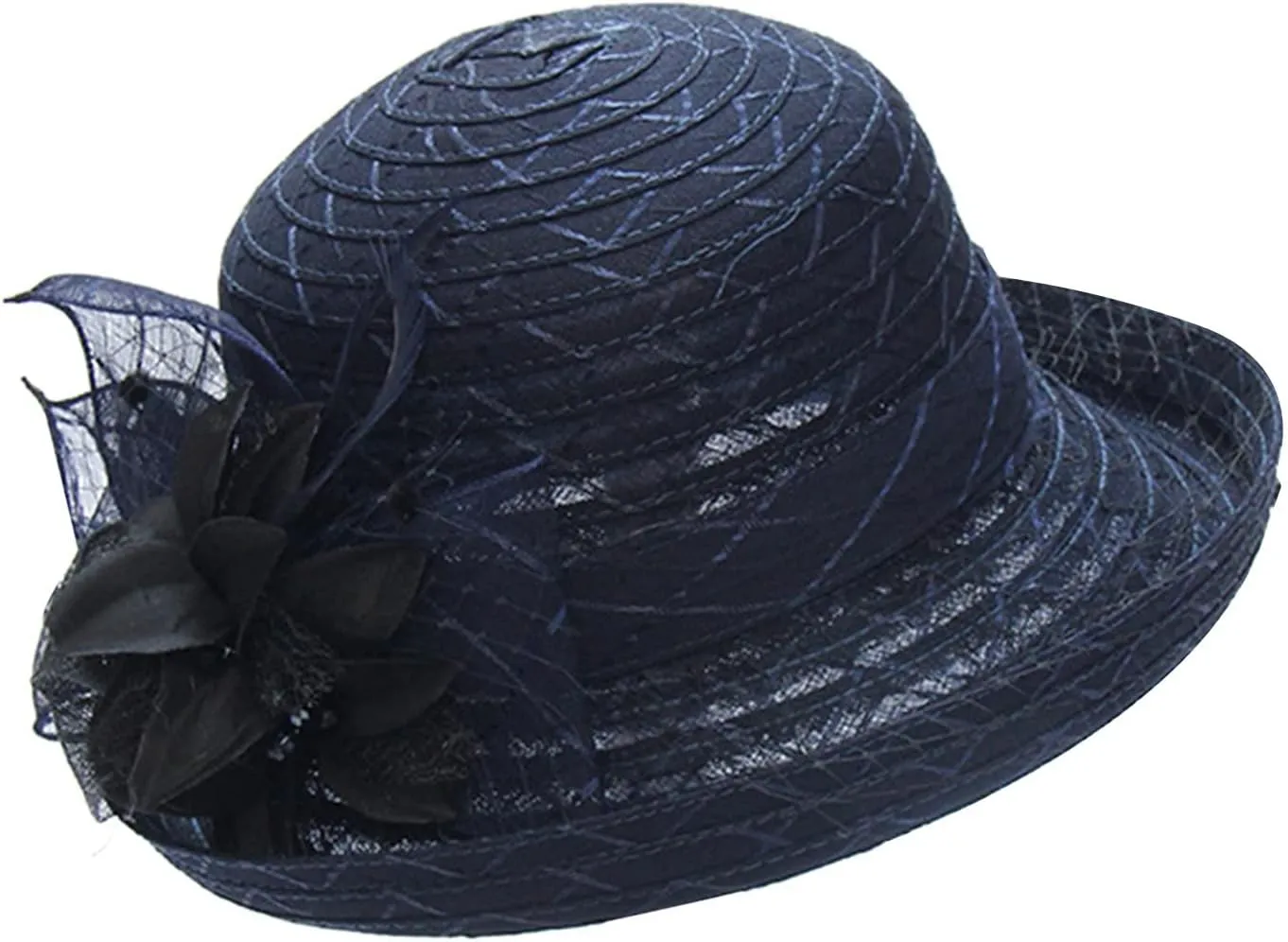 Spring Summer Mesh Sunshade Hat Flower Temperament Wedding Dress Hat Sun Dome Large Brim Hat Women Beach Hats