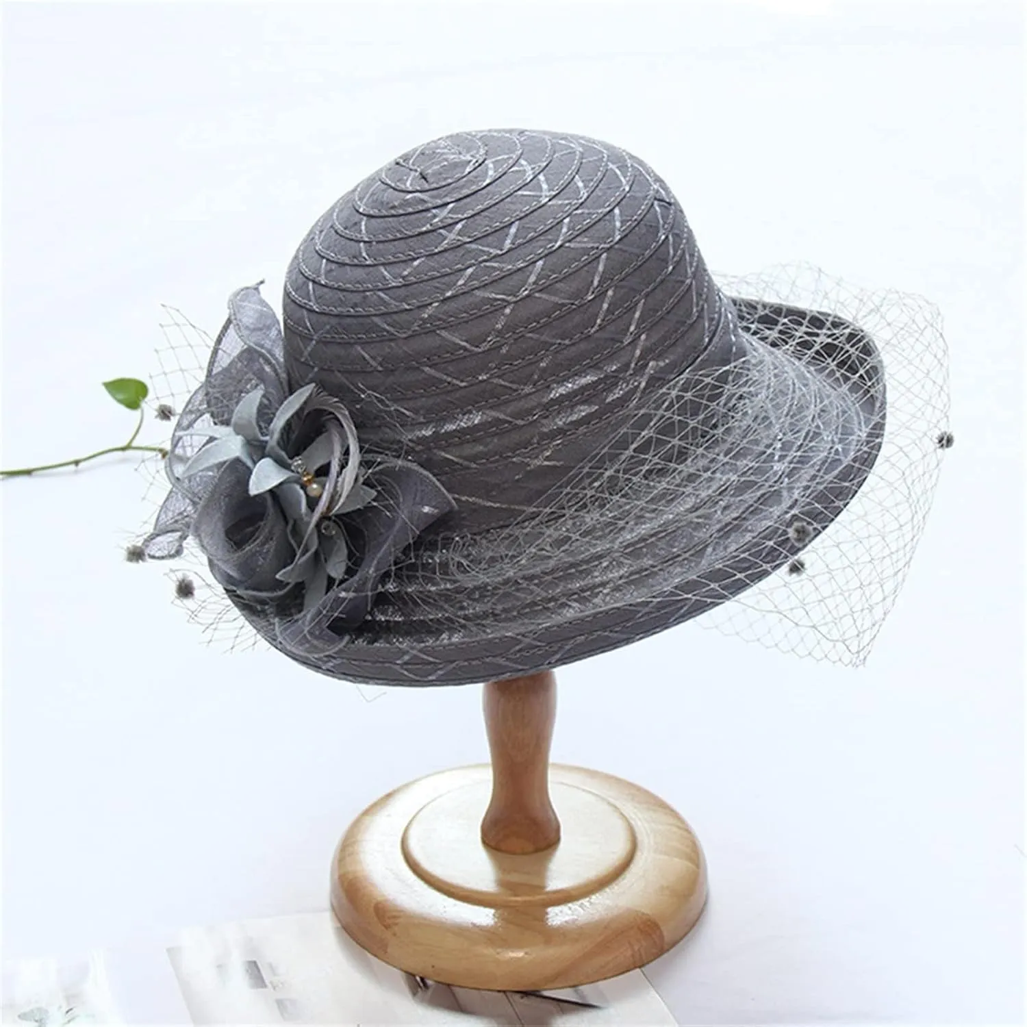 Spring Summer Mesh Sunshade Hat Flower Temperament Wedding Dress Hat Sun Dome Large Brim Hat Women Beach Hats