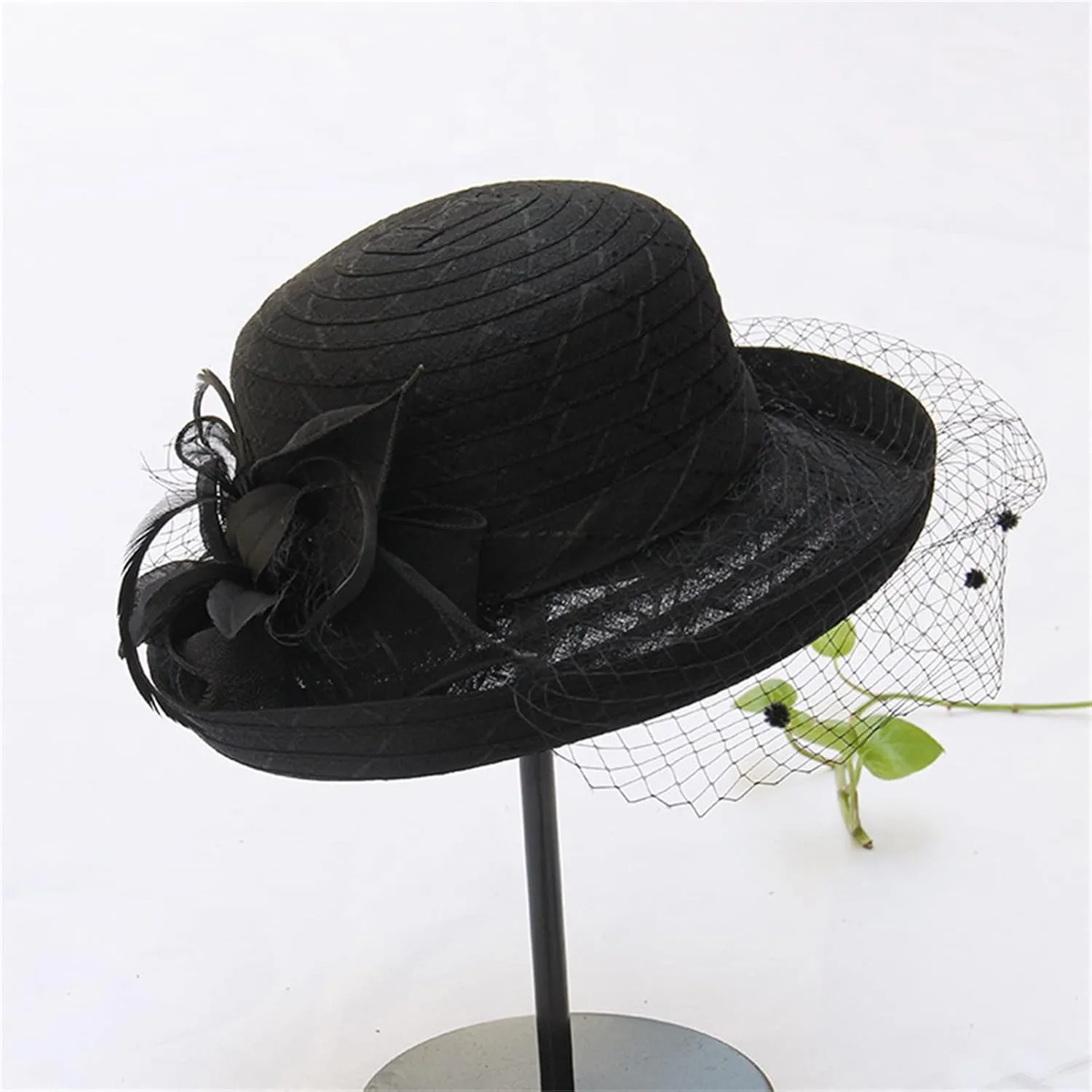 Spring Summer Mesh Sunshade Hat Flower Temperament Wedding Dress Hat Sun Dome Large Brim Hat Women Beach Hats