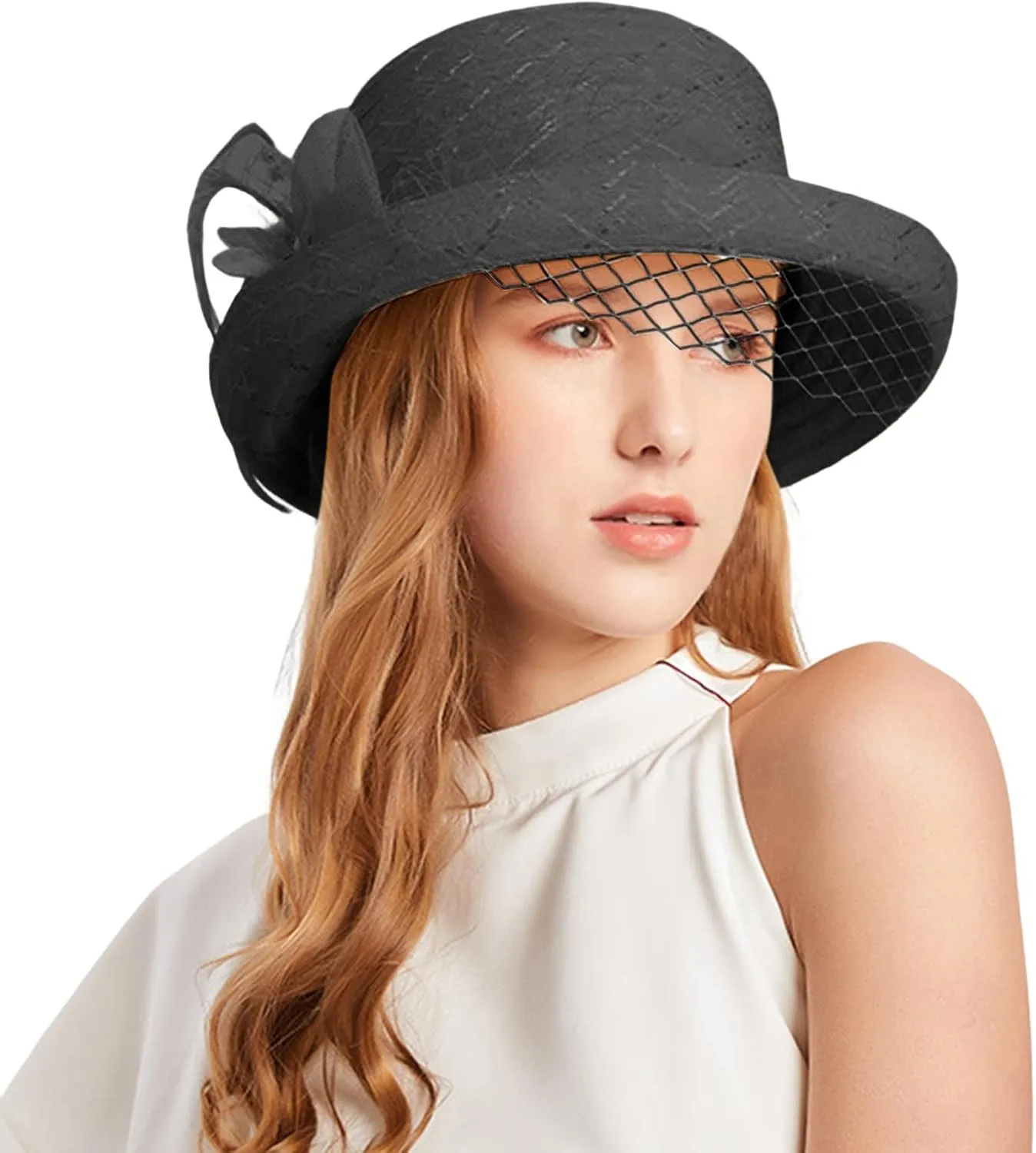 Spring Summer Mesh Sunshade Hat Flower Temperament Wedding Dress Hat Sun Dome Large Brim Hat Women Beach Hats