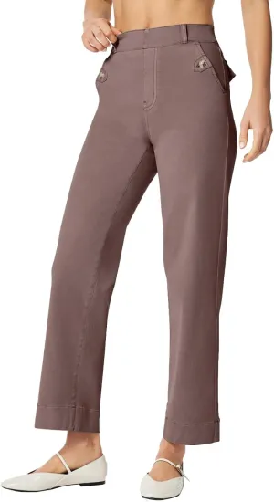 Stretch Twill Cropped Wide Leg Pant Women High Waisted Tummy Control Crop Jeans Casual Loose Straight Leg Chino Pants