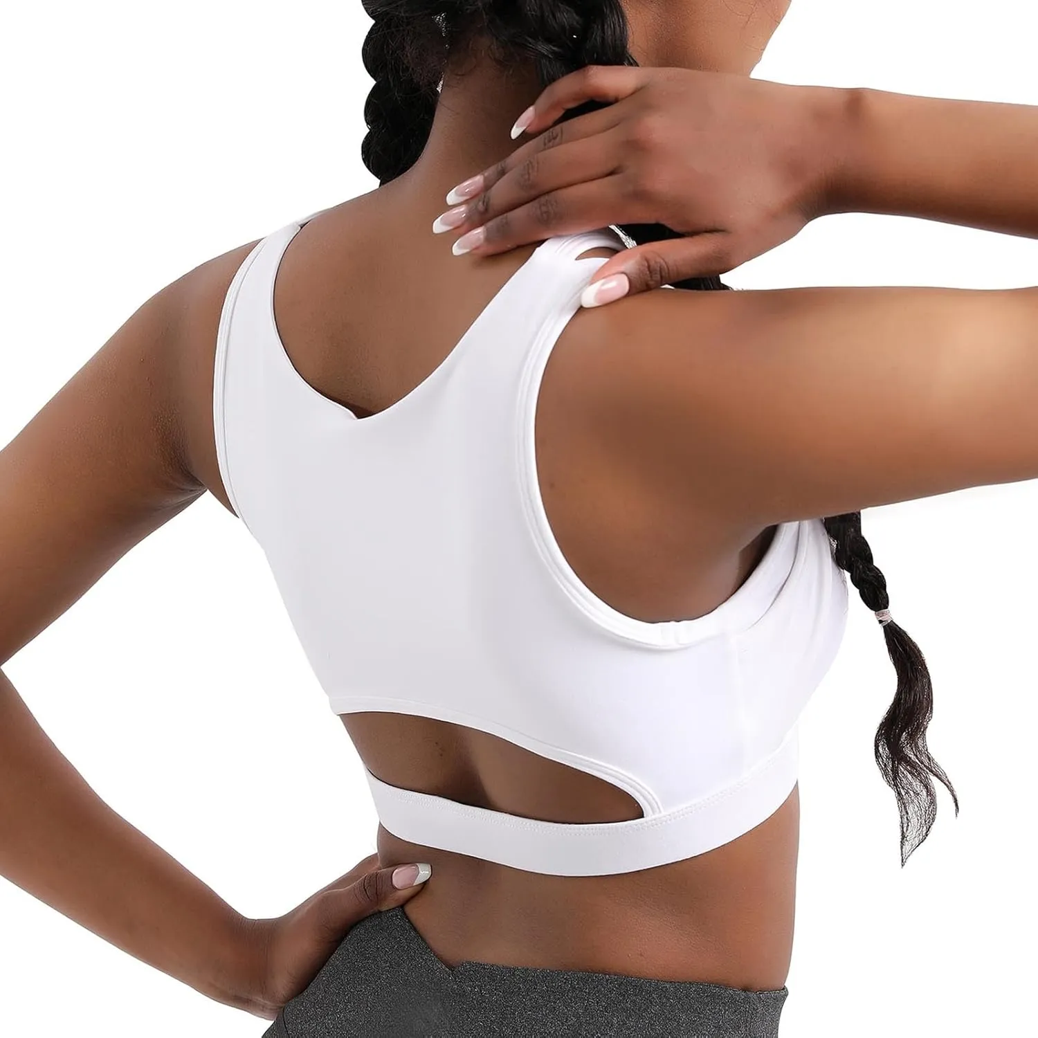 Stretchy Sports Bras Women Racerback Yoga Medium Support Workout Bras Fashion Hollow Breathable Active Tank Bra