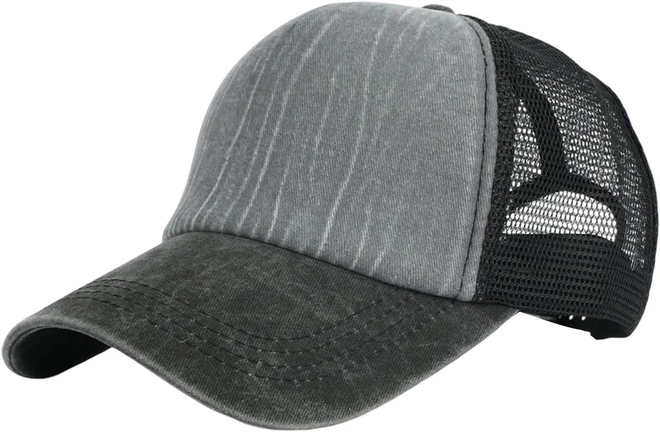 Sun Hats for Women Wide Brim Hollow Top Sun Hat Summer Beach Packable Visor Ponytail Baseball Hat