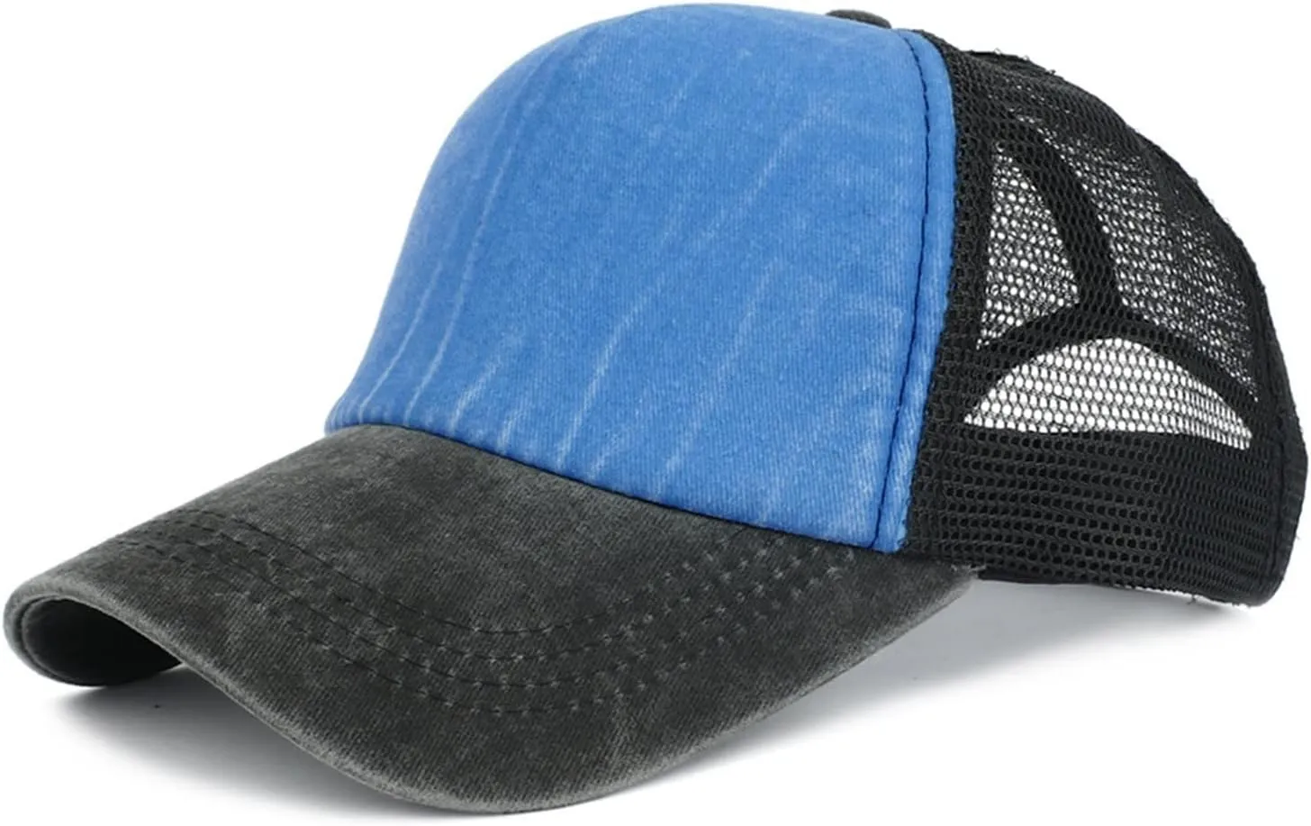 Sun Hats for Women Wide Brim Hollow Top Sun Hat Summer Beach Packable Visor Ponytail Baseball Hat
